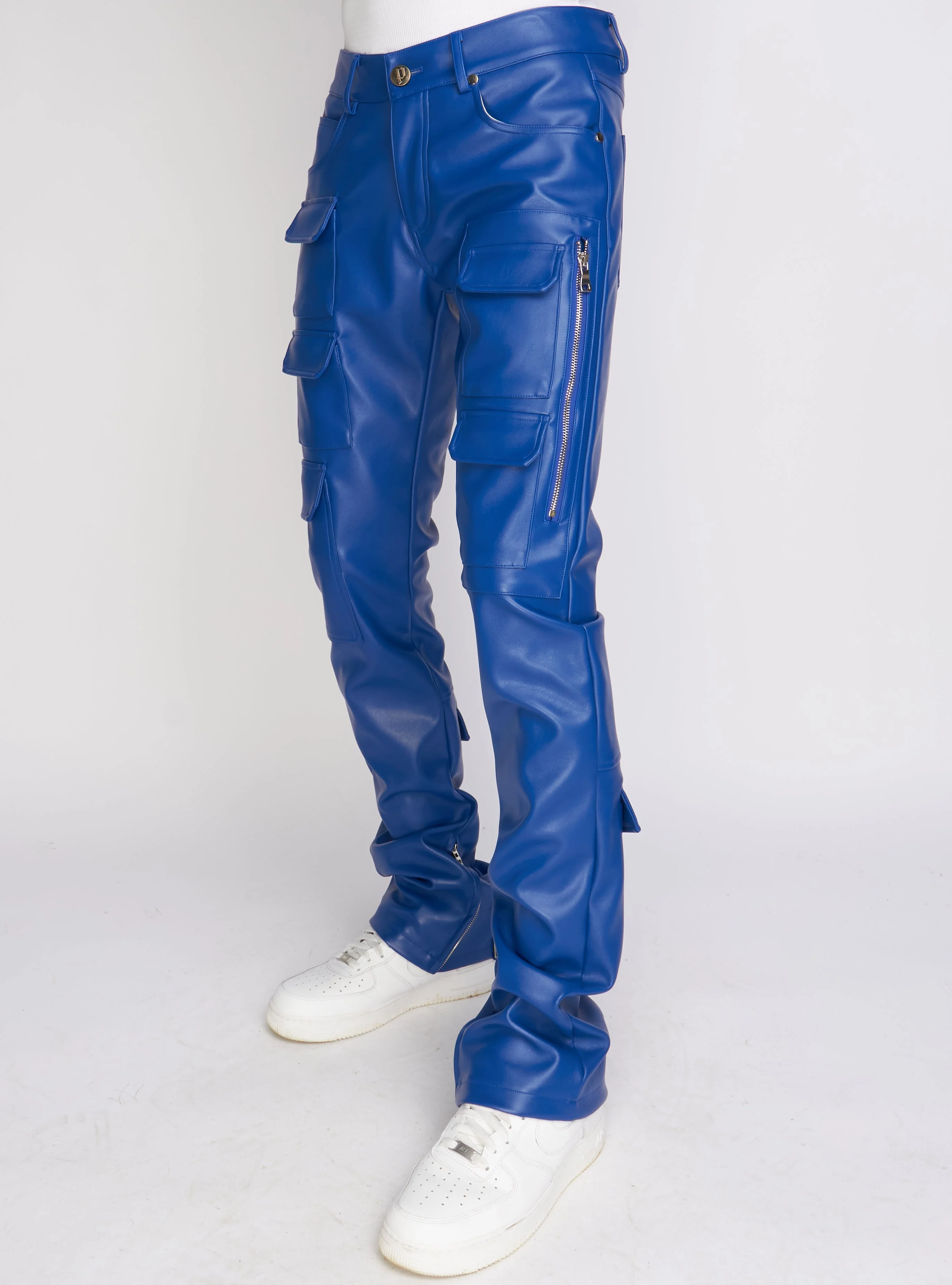 Politics Pants - Stacked Cargo PU Leather - Murphy - Royal Blue - 555 - Image 5