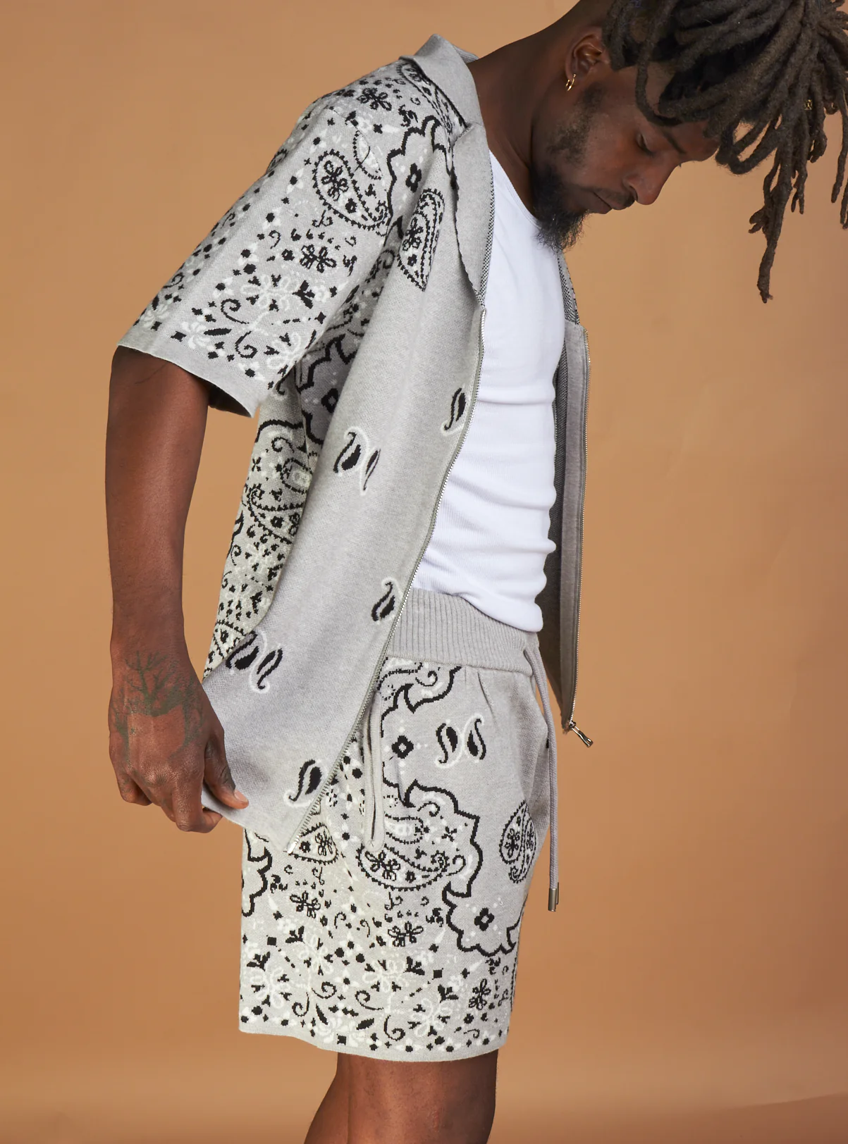 Politics Short Set - Paisley - Grey - 643 - Image 3