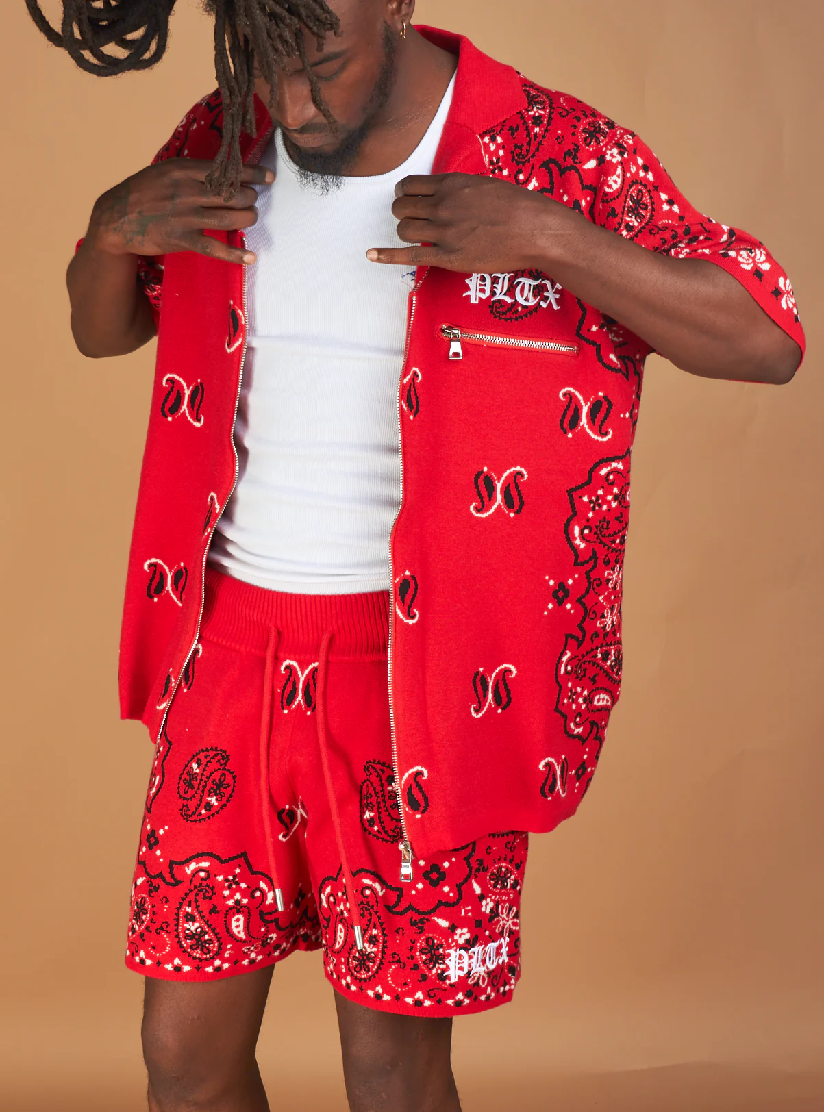Politics Short Set - Paisley - Red - 641 - Image 3