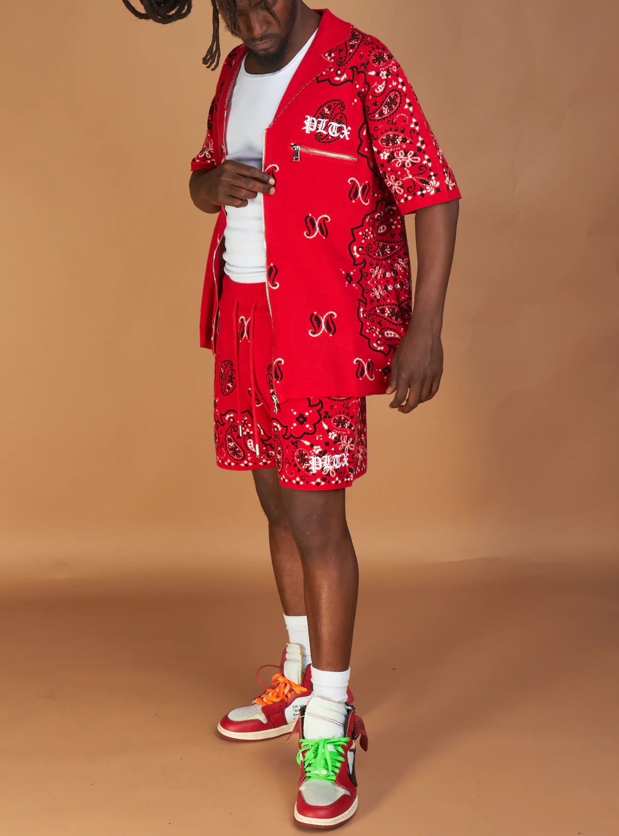 Politics Short Set - Paisley - Red - 641 - Image 4
