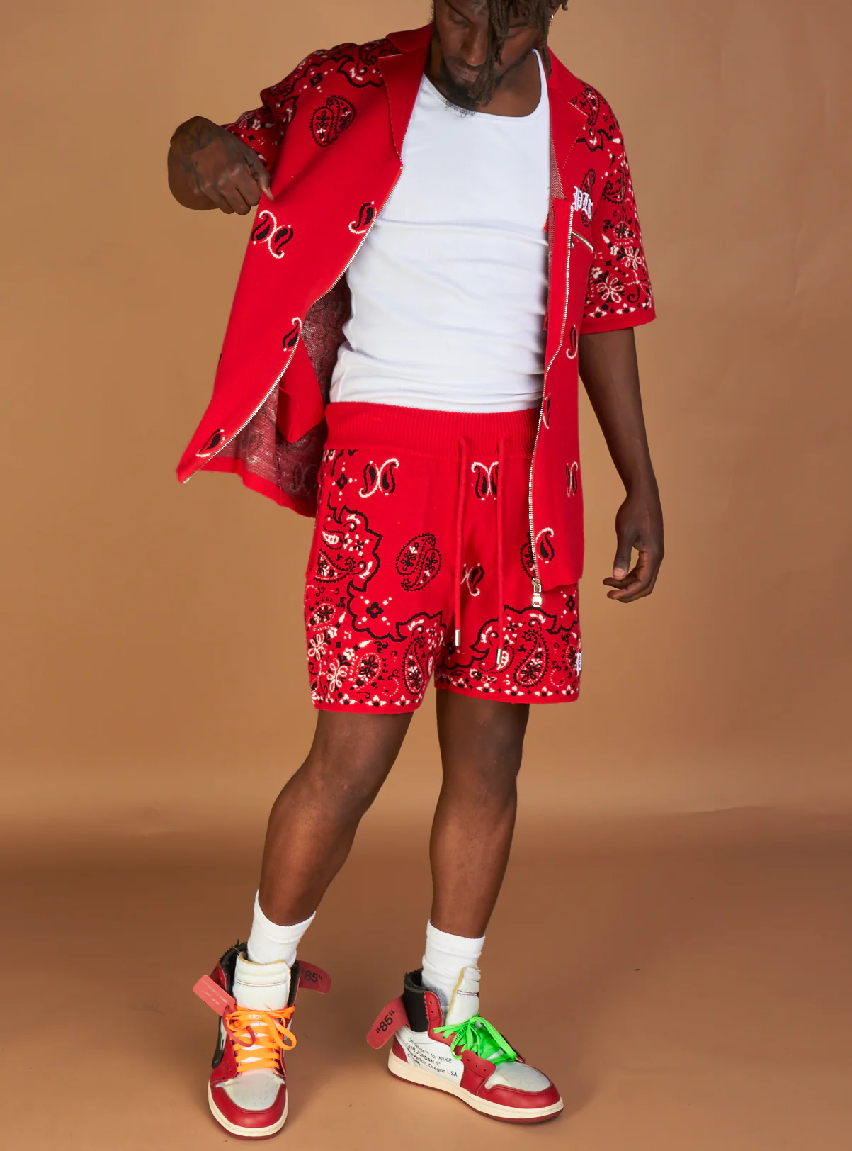 Politics Short Set - Paisley - Red - 641 - Image 5