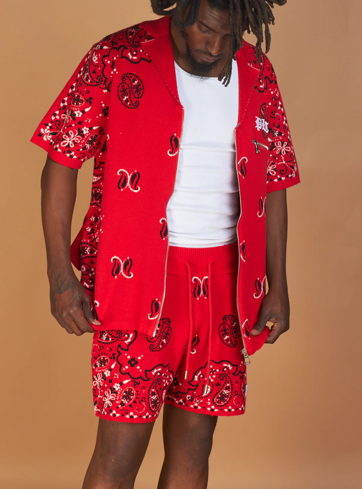 Politics Short Set - Paisley - Red - 641 - Image 6