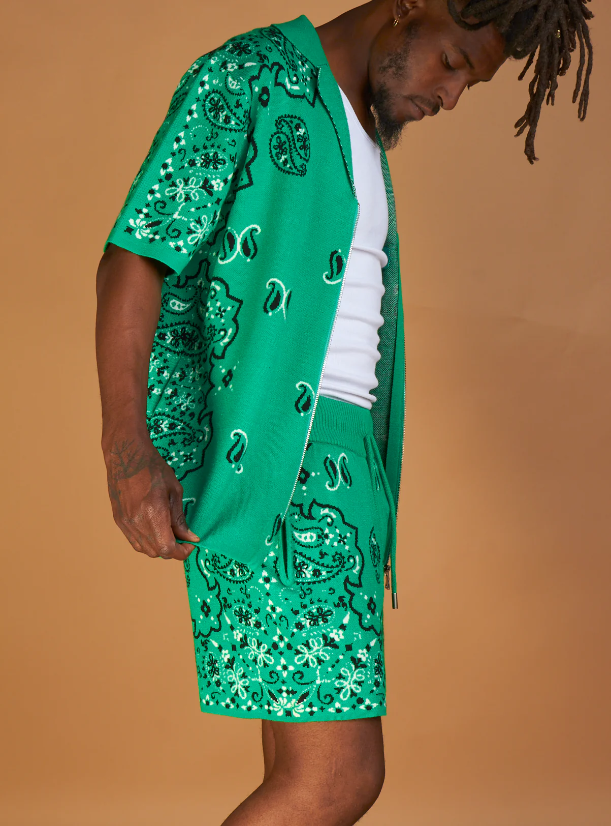 Politics Paisley Shorts — Green - Image 4