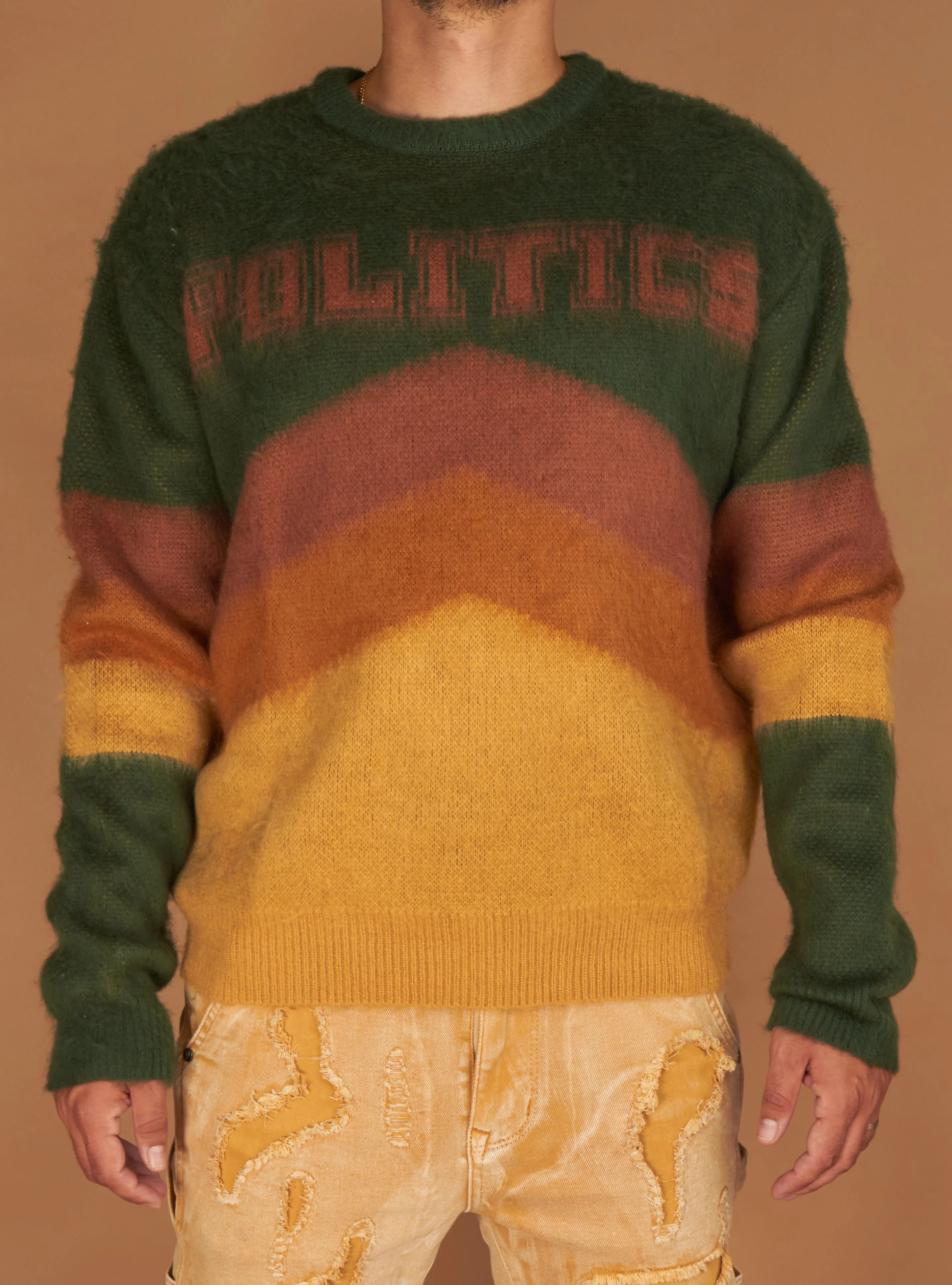 Politics Babe Sweater — Green & Brown