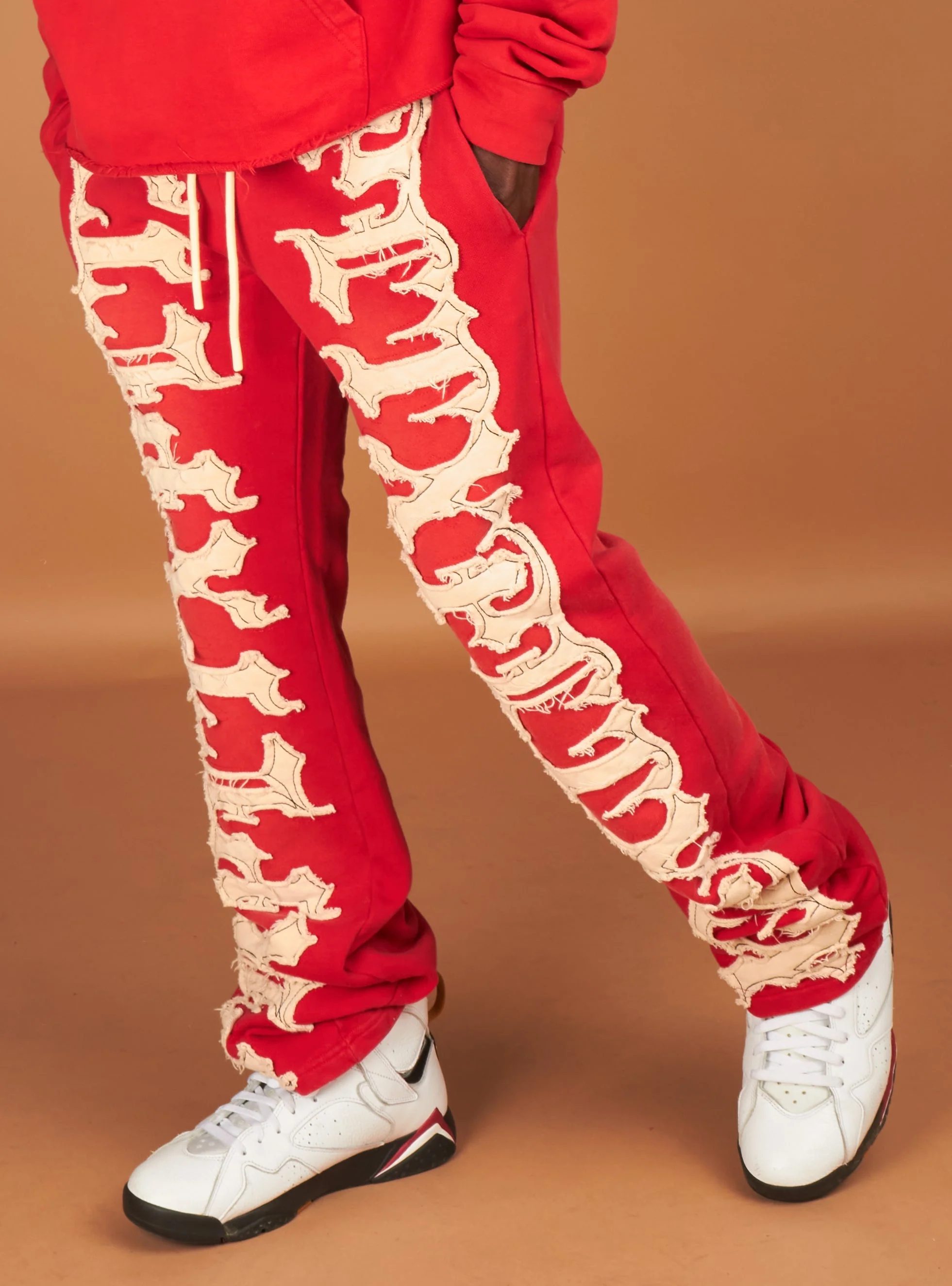 Politics Sweatpants - Hale - Red and Cream - 401 - Image 2
