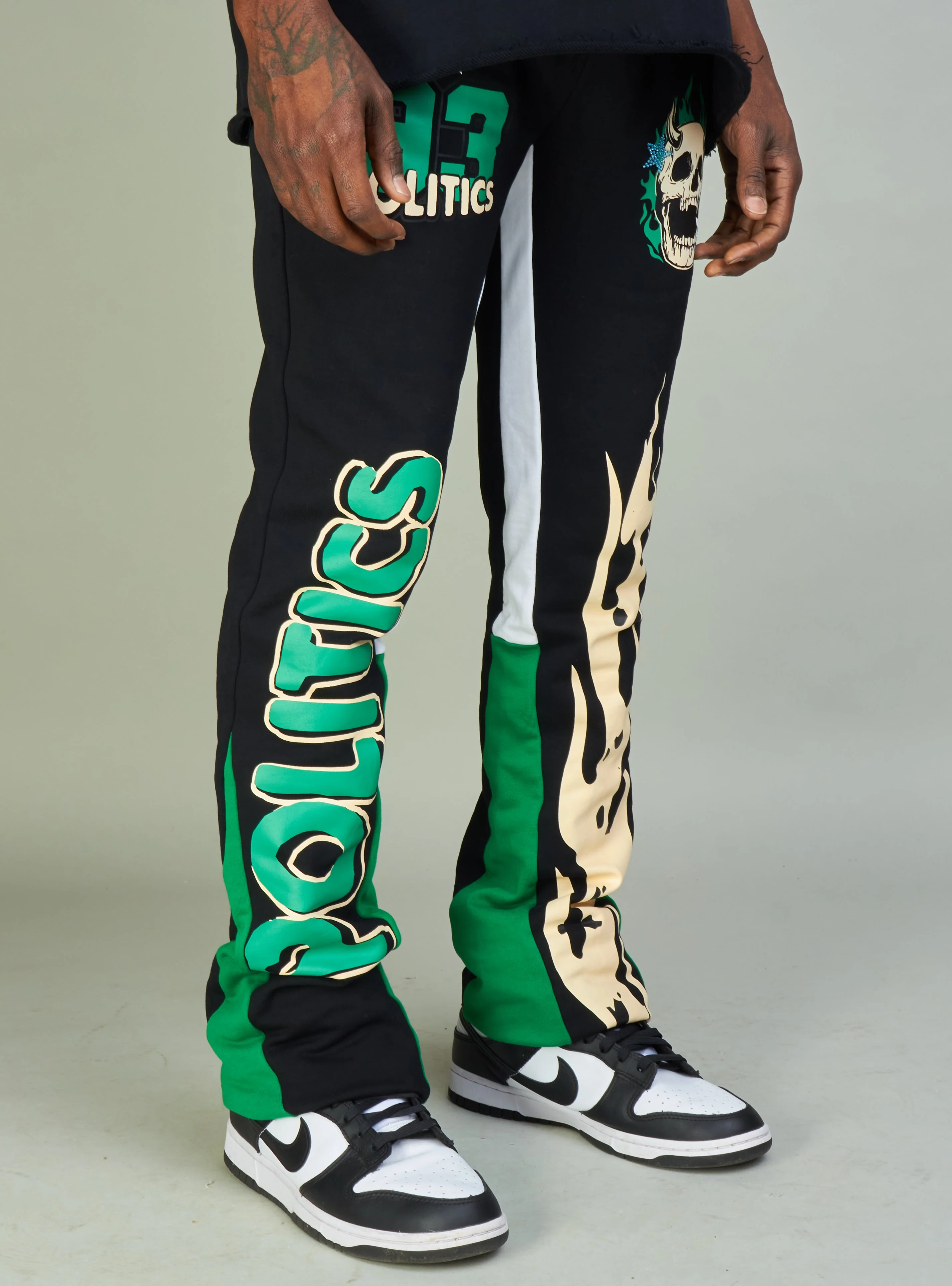 Politics Sweatpants - Stockten - Black, Green And Tan - 701 - Image 4