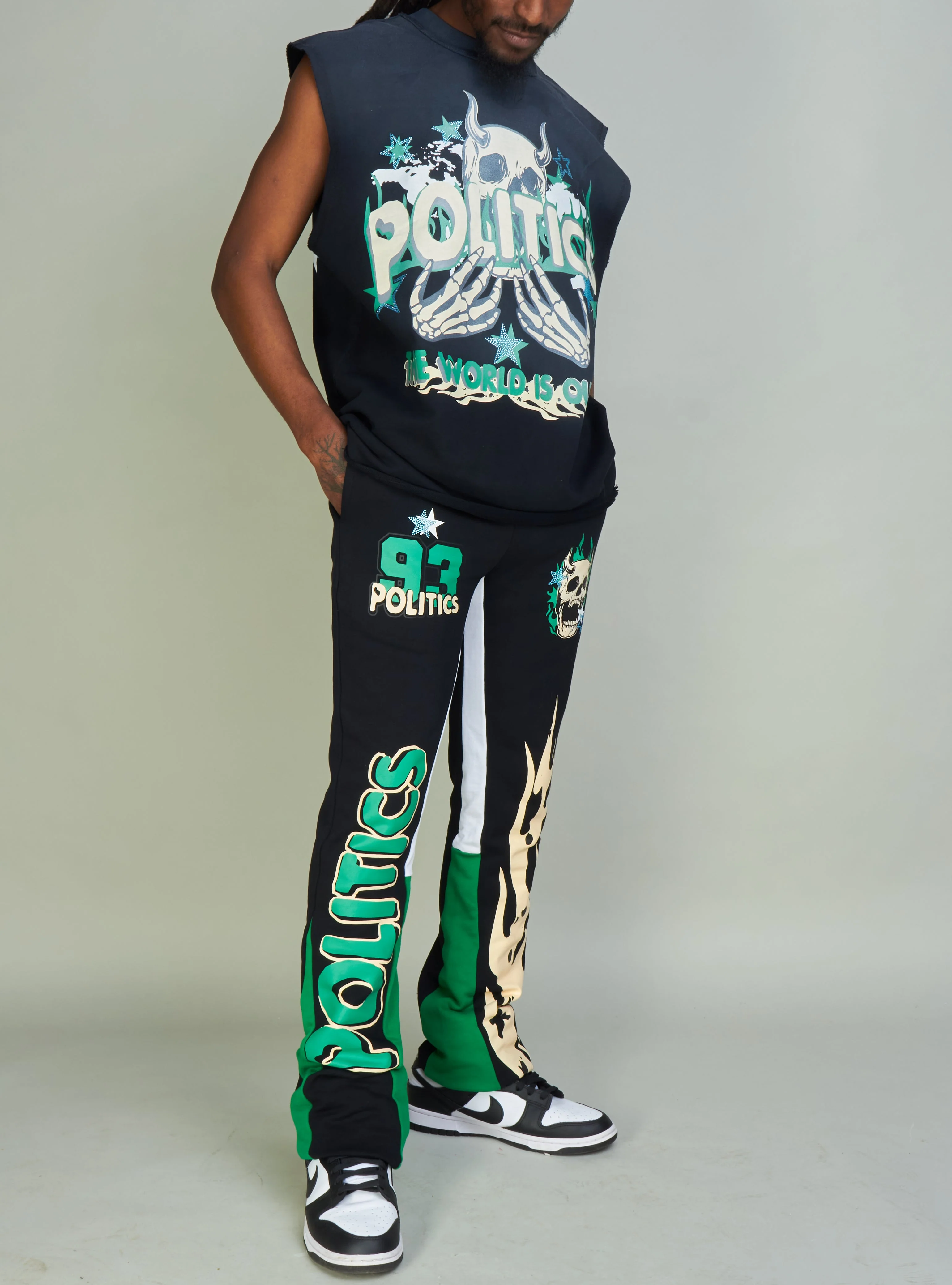 Politics Sweatpants - Stockten - Black, Green And Tan - 701 - Image 6