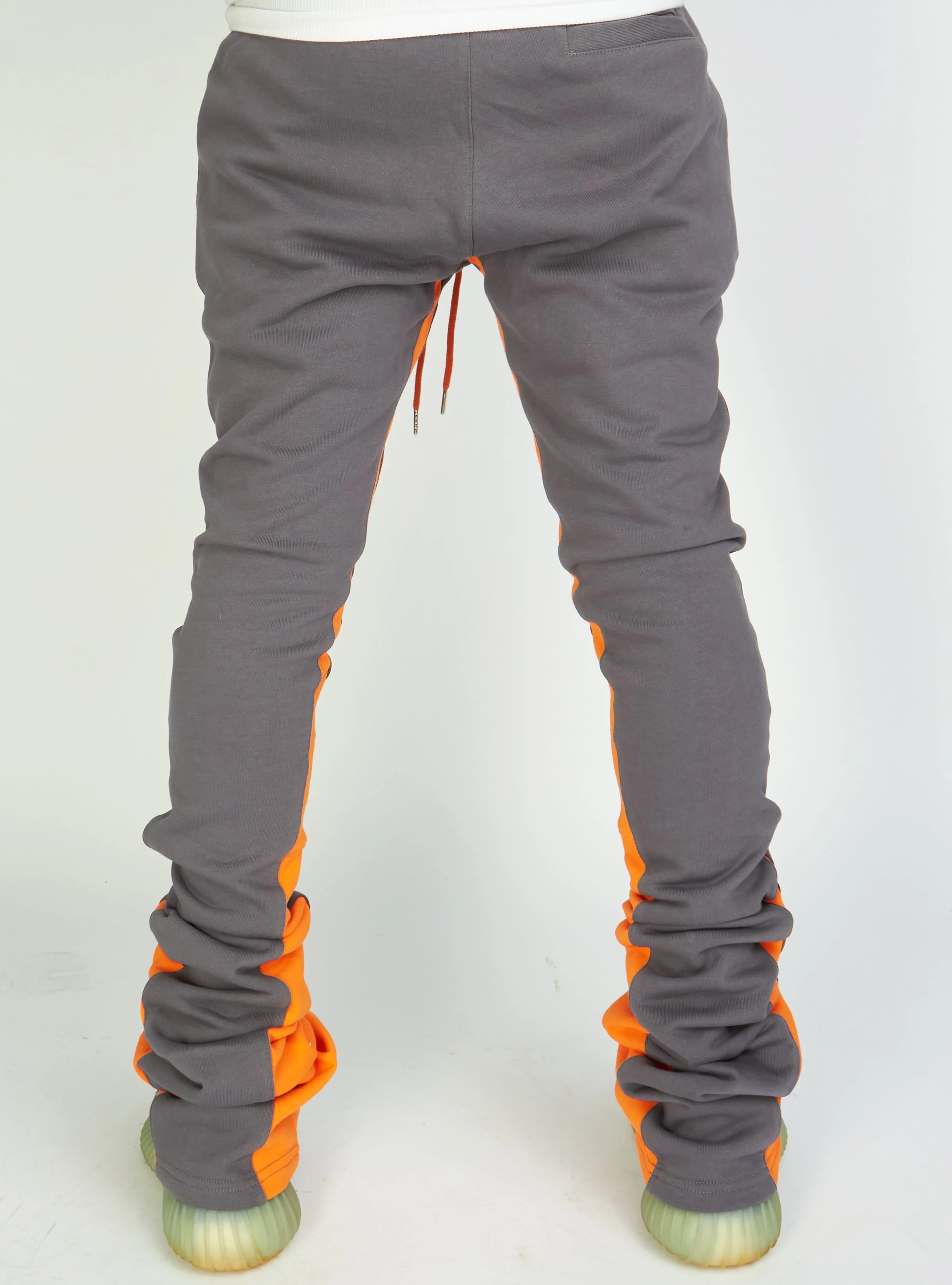 Politics Sweatpants - Super Stacked Sweatpants - Charcoal And Orange - Foster706 - Image 3