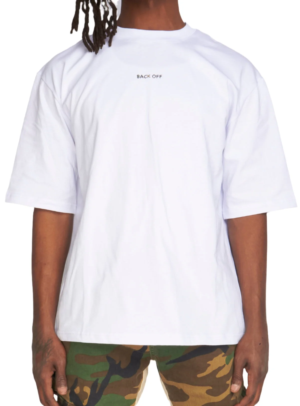 Politics T-Shirt - Oversized - White and Army Camo - Mott105 - Image 3