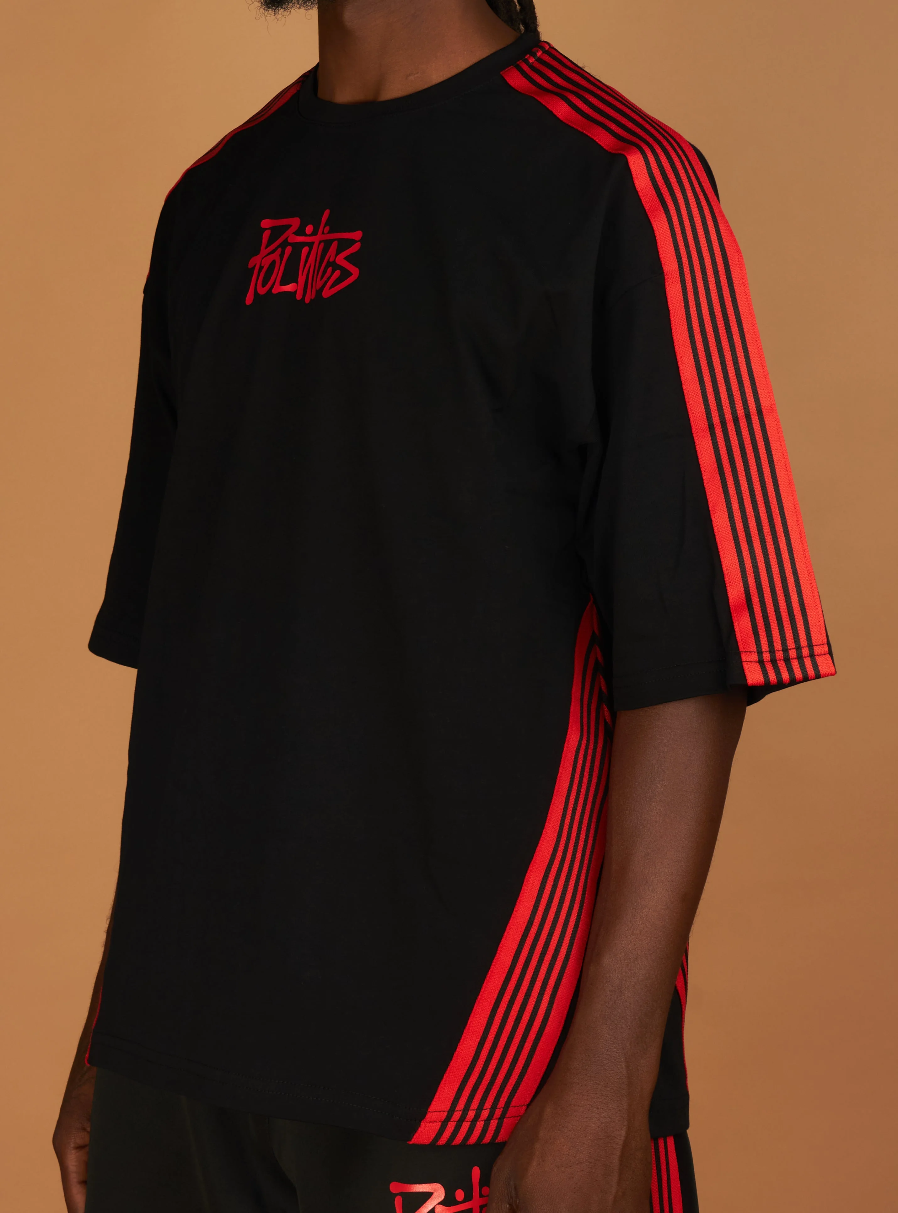 Politics T-Shirt - Tinker - Black With Red - 350 - Image 2