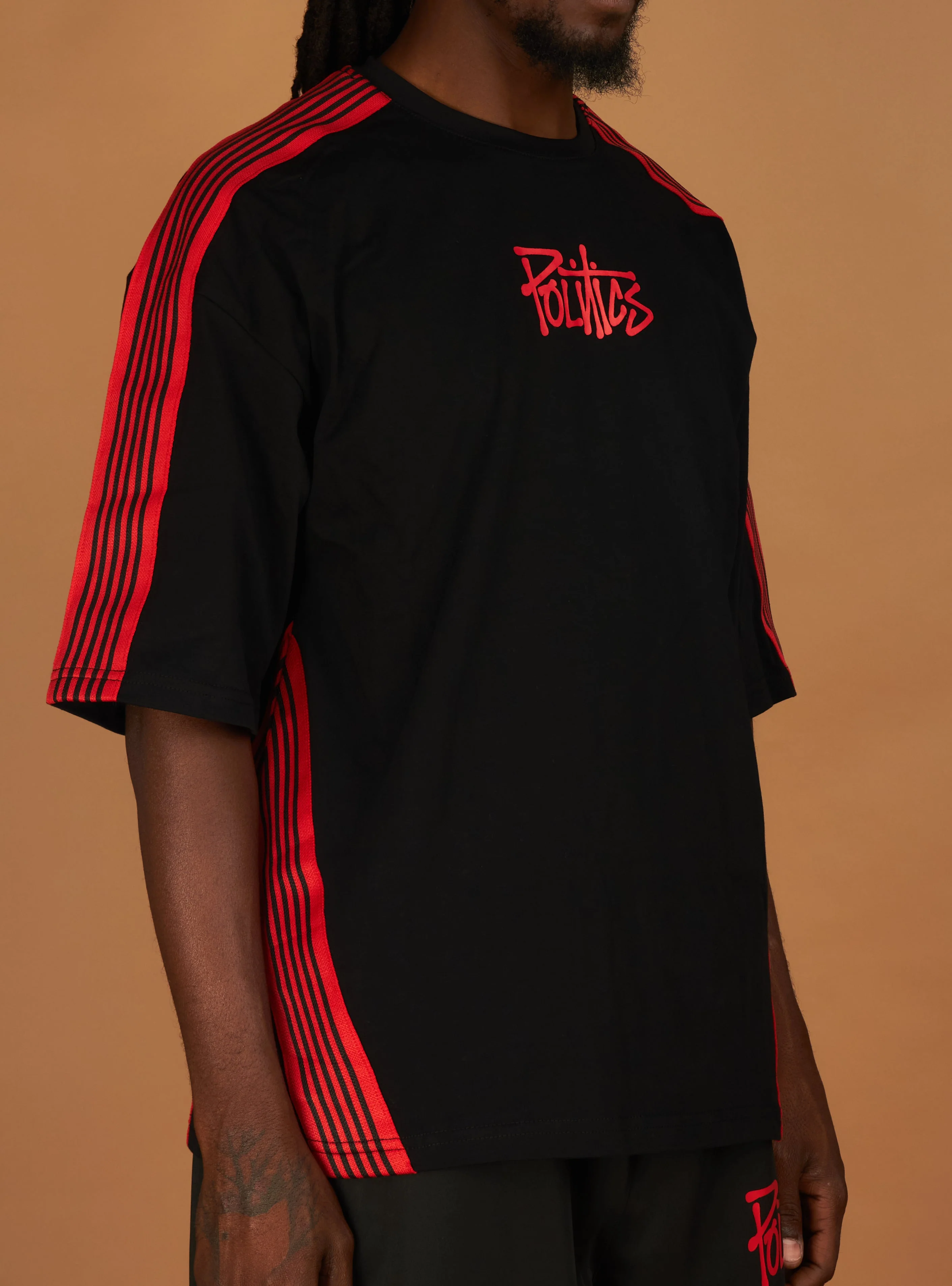 Politics T-Shirt - Tinker - Black With Red - 350 - Image 4