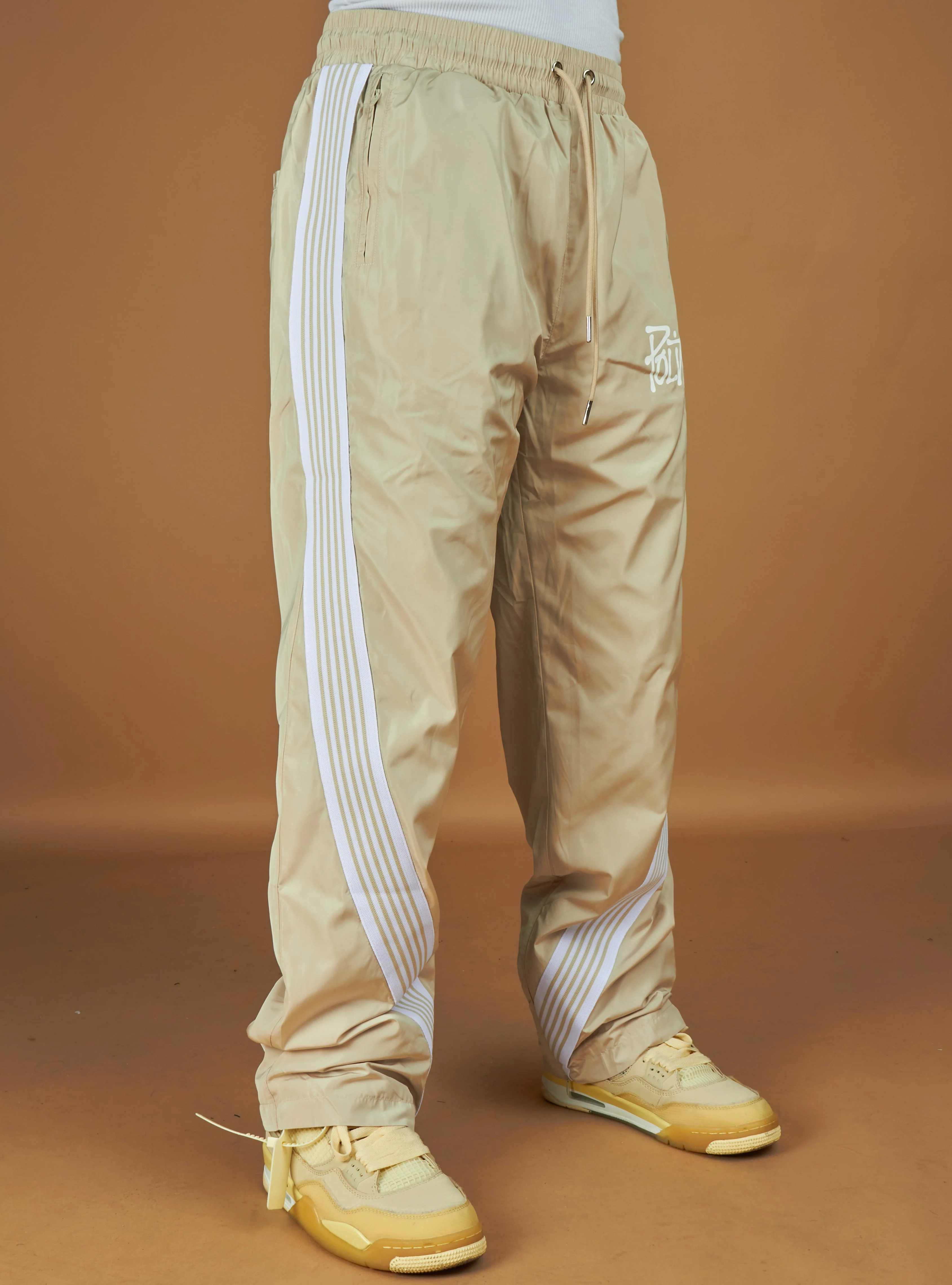 Politics Track Pants - Wisp - Beige Nylon - 402 - Image 5