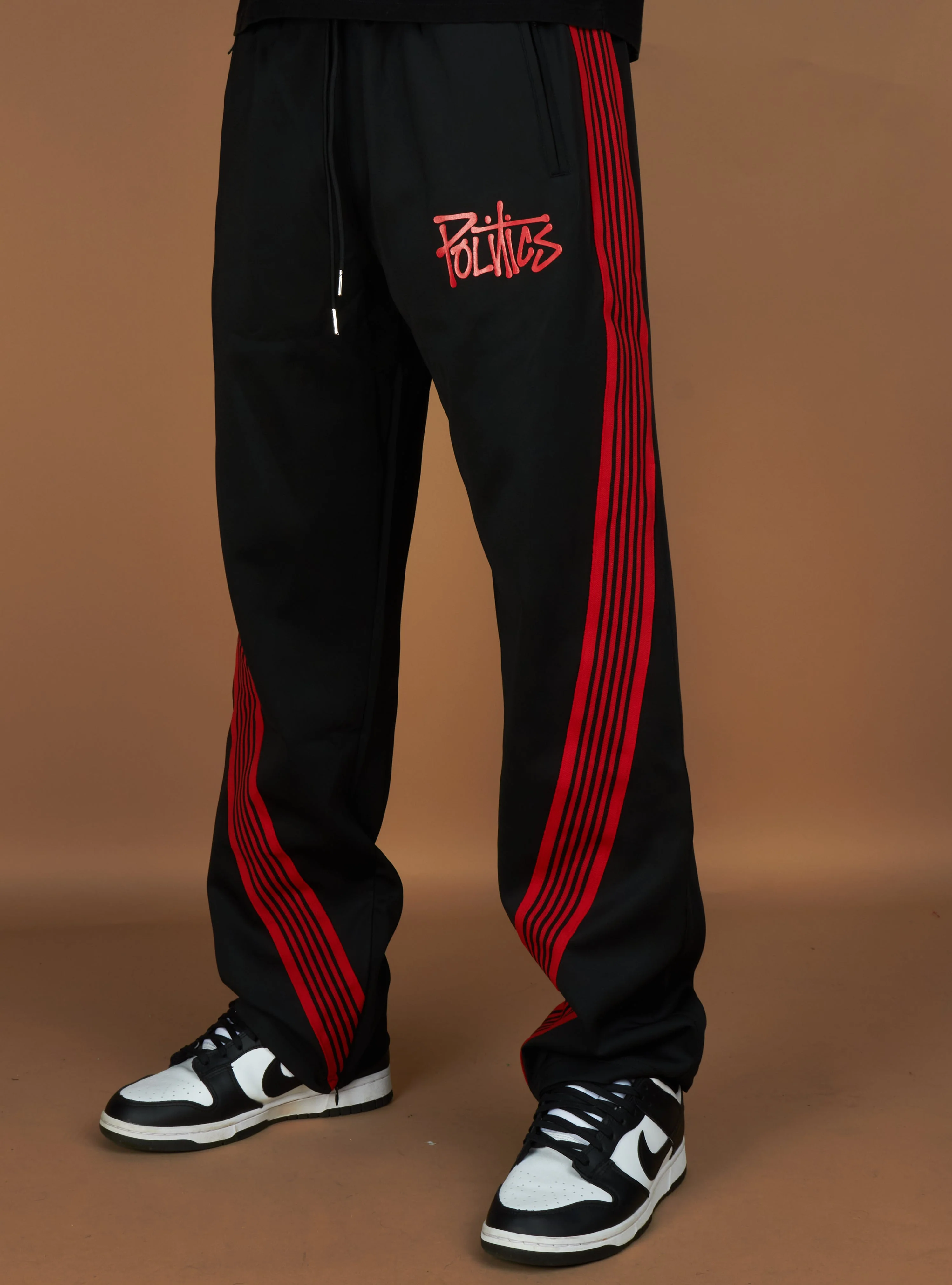 Politics Wisp Track Pants — Black & Red - Image 2