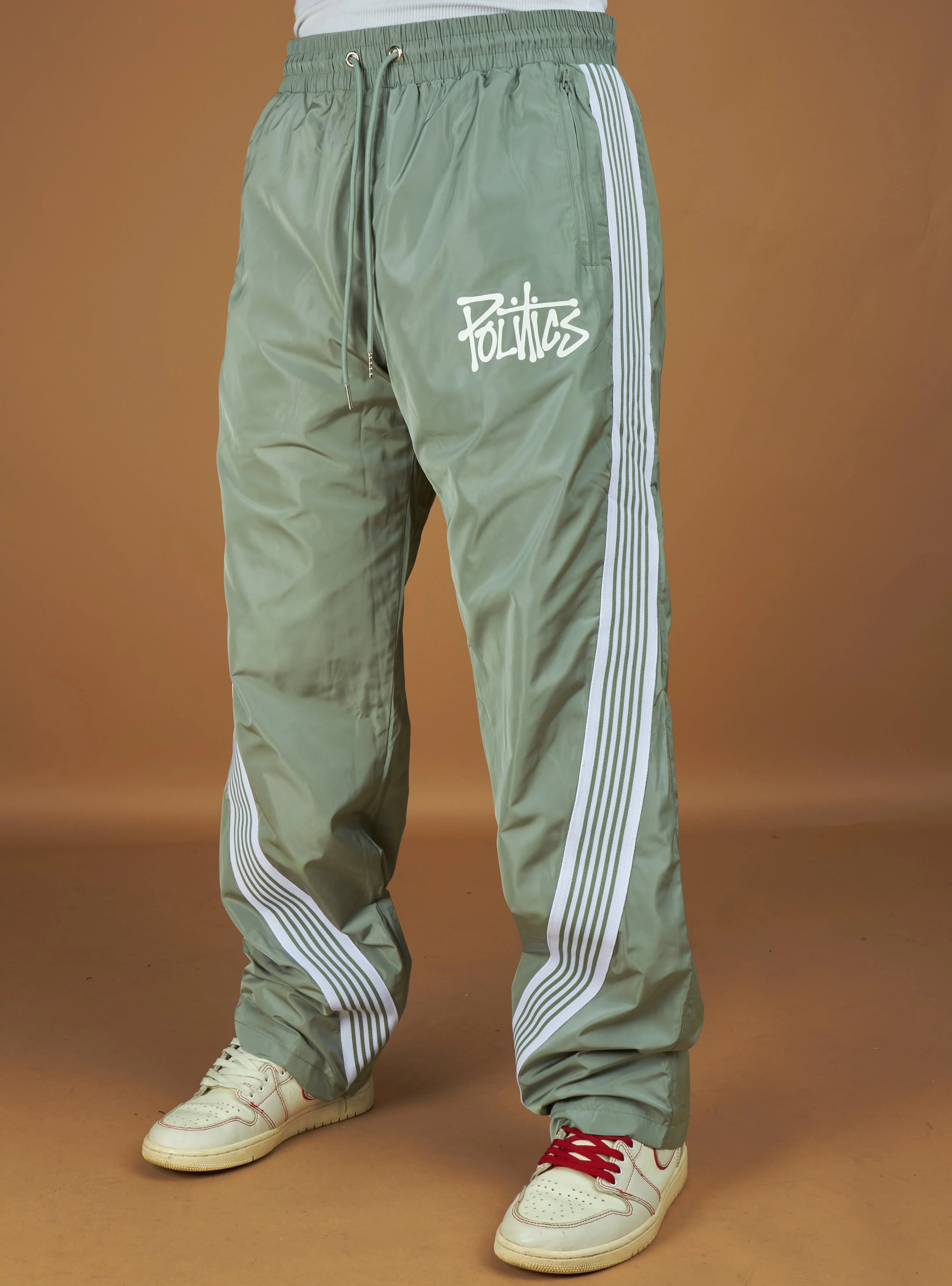 Politics Track Pants - Wisp - Light Green Nylon - 702 - Image 2