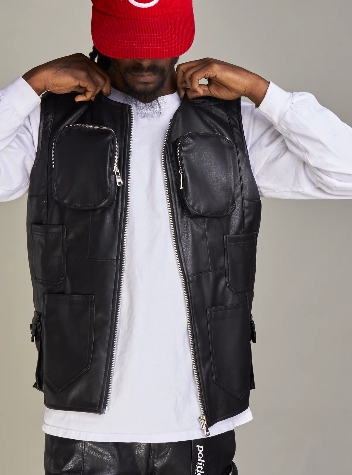 Politics Vest - Florence PU Leather - Black - 491 - Image 5