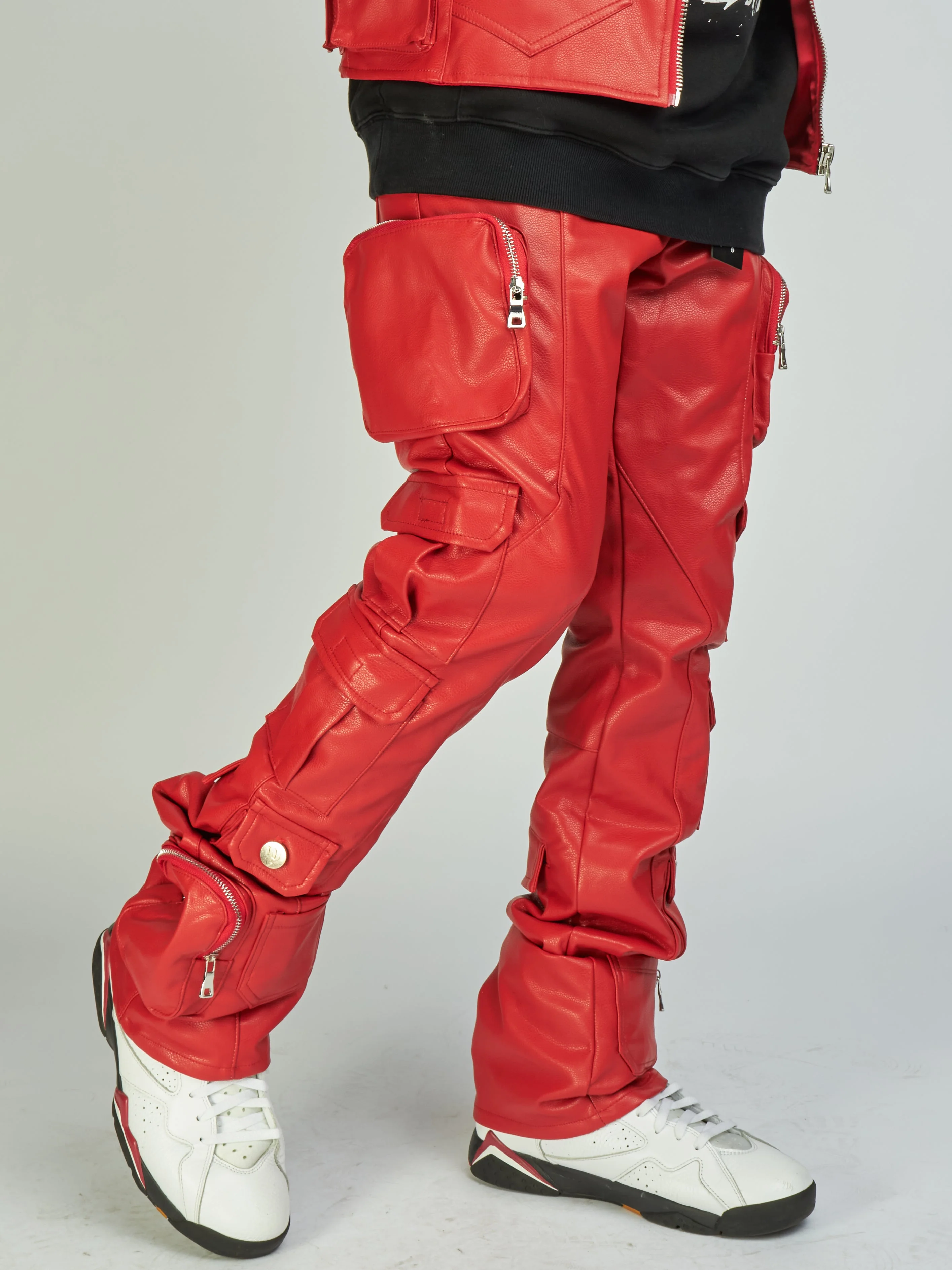 Politics Jeans - Florence Leather Cargo - Scarlet - 502 - Image 3