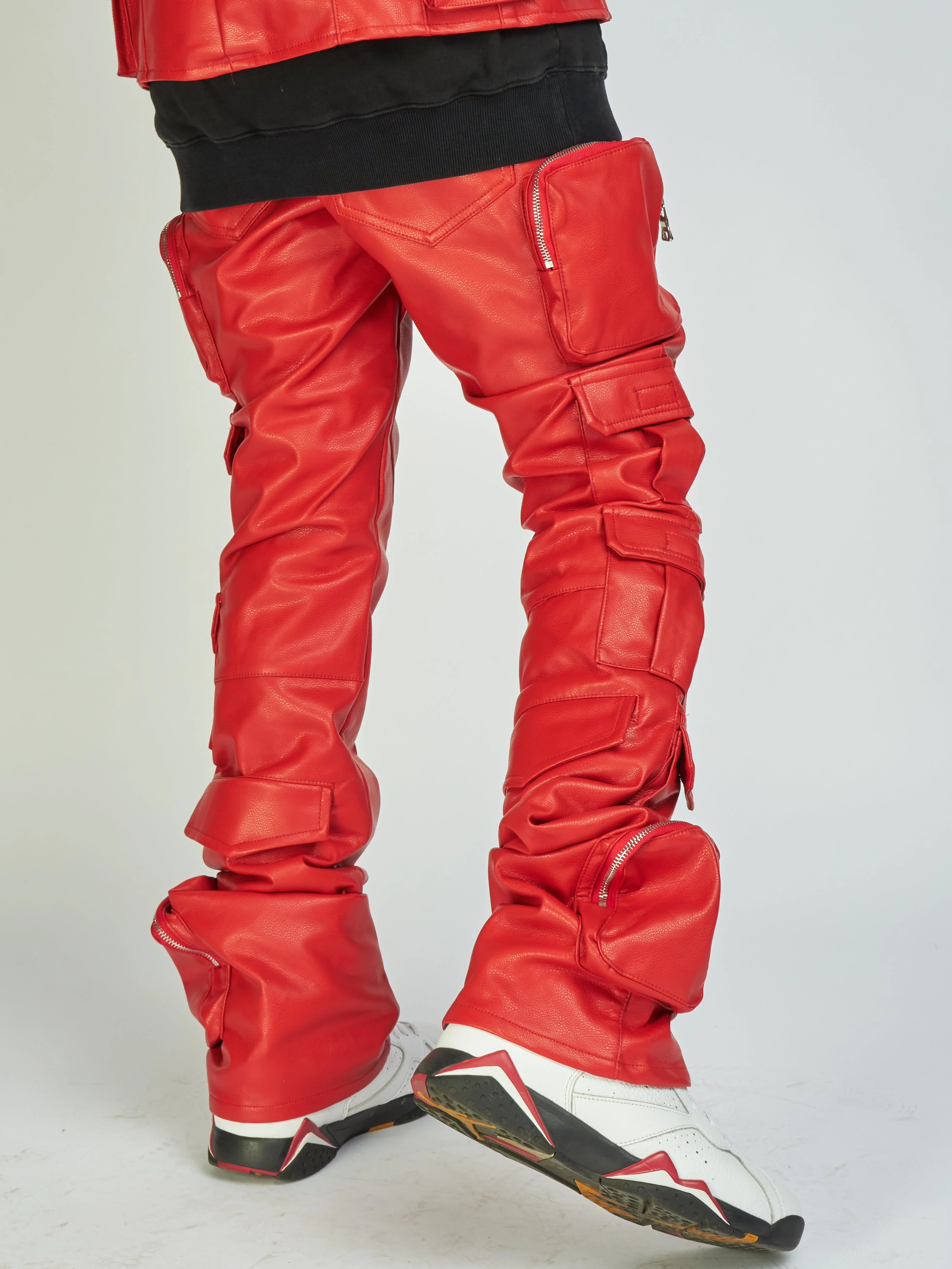 Politics Jeans - Florence Leather Cargo - Scarlet - 502 - Image 4