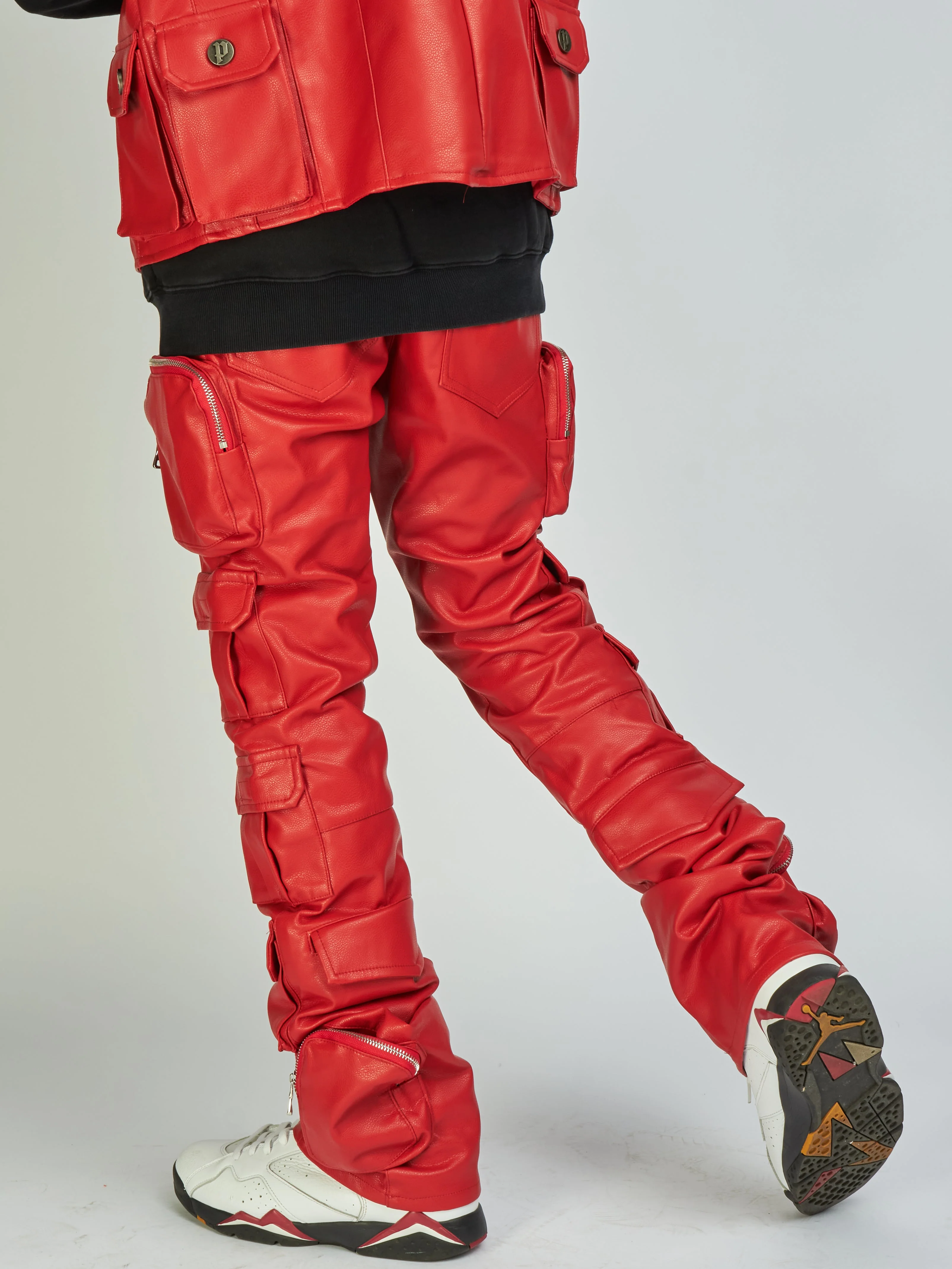 Politics Jeans - Florence Leather Cargo - Scarlet - 502 - Image 5